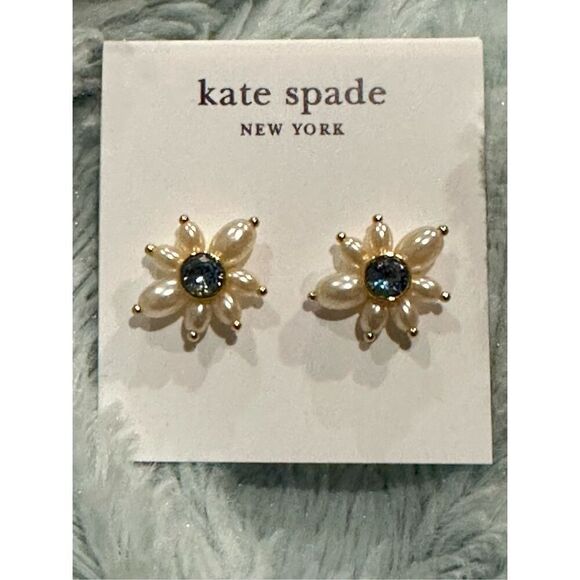 Kate Spade NEW earrings - Pearl & Blue CZ statement earrings - Picture 5 of 6